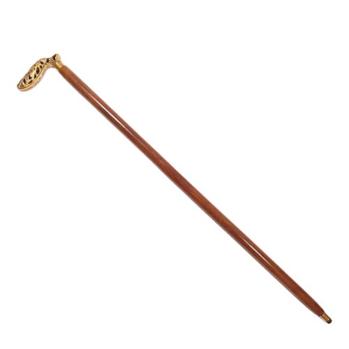 Elegancka drewniana Laska do Chodzenia z Mosiężną Rączką .png