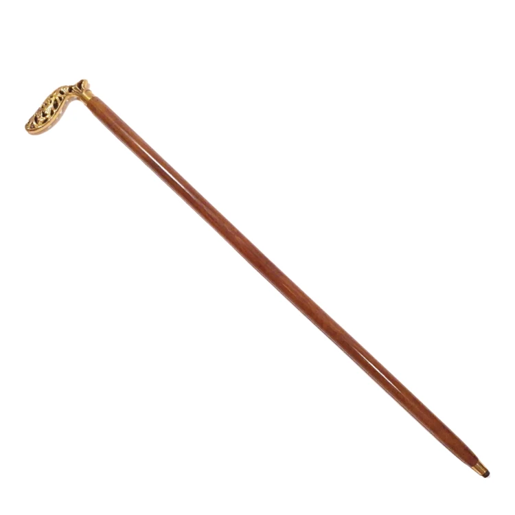 Elegancka drewniana Laska do Chodzenia z Mosiężną Rączką .png