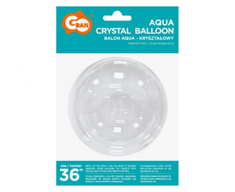 Balon duża kula przezroczysta piłka krystaliczny 36" AQUA foliowy