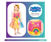 Strój dla dzieci Świnka Peppa Tęczoa sukienka  2-3 lata opaska skrzydełka