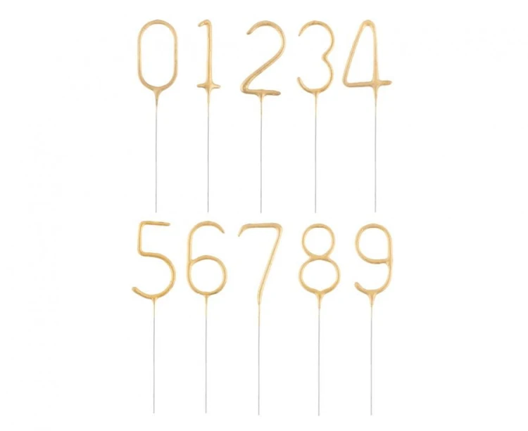 Zimne Ognie Złote cyfry 0-9 display zawiera 120 zimnych ogni duży zestaw