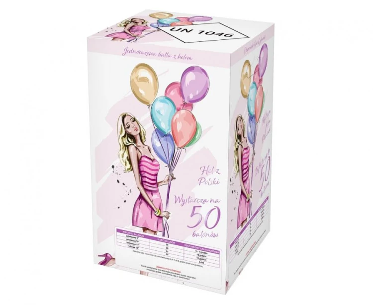 Butla z helem do balonów hel do napełniania balonów max 50 sztuk