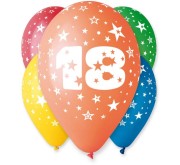 Balony urodzinowe z cyfrą 18 na urodziny pastel mix 12" 30 cm 5 szt
