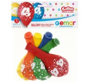 Balony urodzinowe z cyfrą 4 na urodziny 12" 30 cm 5 szt