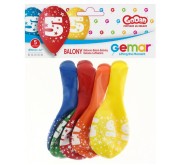 Balony urodzinowe z cyfrą 5 na urodziny pastel mix 30 cm 12" 5 szt lateksowe