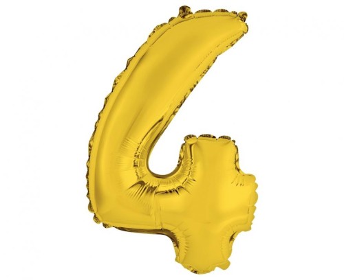 Balon foliowy Cyfra 4 złota 35 cm Urodziny