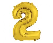 Balon foliowy Cyfra 2 złota 35 cm Urodziny