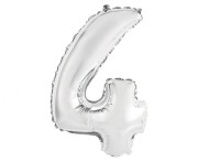 Balon foliowy Cyfra 4 srebrna 35 cm Urodziny
