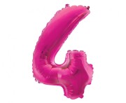 Balon foliowy Cyfra 4 różowa 35 cm Urodziny