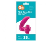 Balon foliowy Cyfra 4 różowa 35 cm Urodziny
