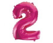 Balon foliowy Cyfra 2 różowa 35 cm Urodziny