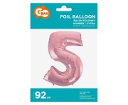 Balon foliowy Cyfra 5  jasno różowa 92 cm Urodziny