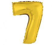 Balon foliowy Cyfra 7 złota 35 cm Urodziny
