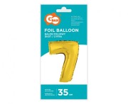 Balon foliowy Cyfra 7 złota 35 cm Urodziny