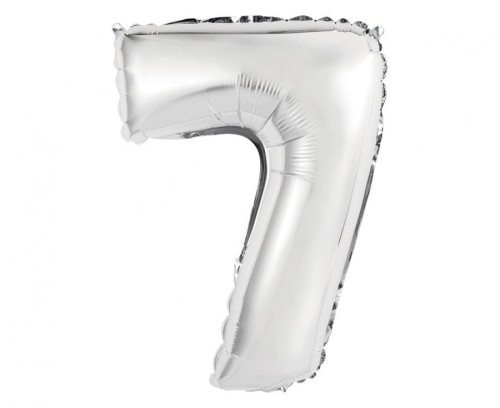 Balon foliowy Cyfra 7 srebrna 35 cm Urodziny