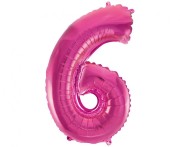 Balon foliowy Cyfra 6 różowa 35 cm Urodziny