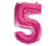 Balon foliowy Cyfra 5 różowa 35 cm Urodziny