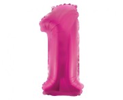 Balon foliowy Cyfra 1 różowa 35 cm Urodziny