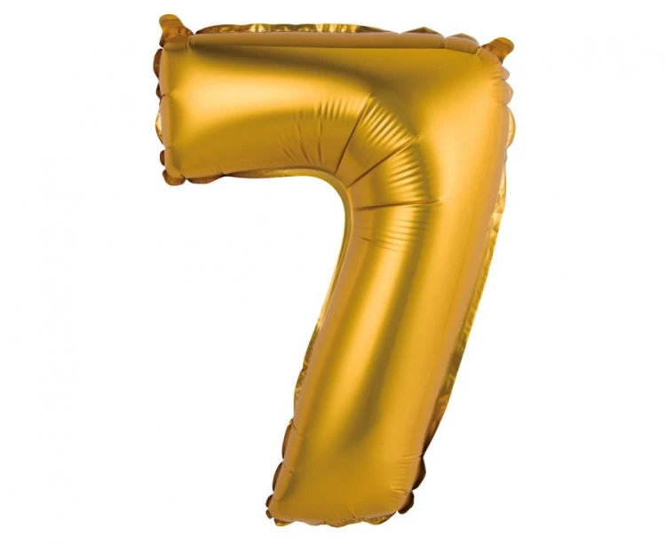 Balon na urodziny cyfra 7 urodzinowy foliowy złota matowa 35 cm
