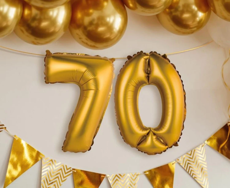 Balon na urodziny cyfra 7 urodzinowy foliowy złota matowa 35 cm