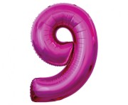 Balon foliowy "Cyfra 9", różowa, 92 cm KK