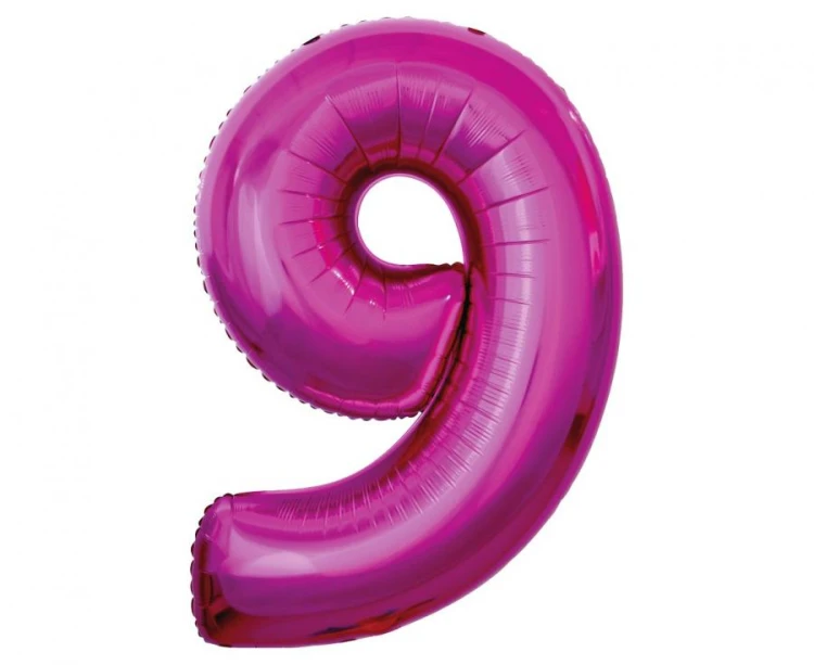 Balon foliowy "Cyfra 9", różowa, 92 cm KK