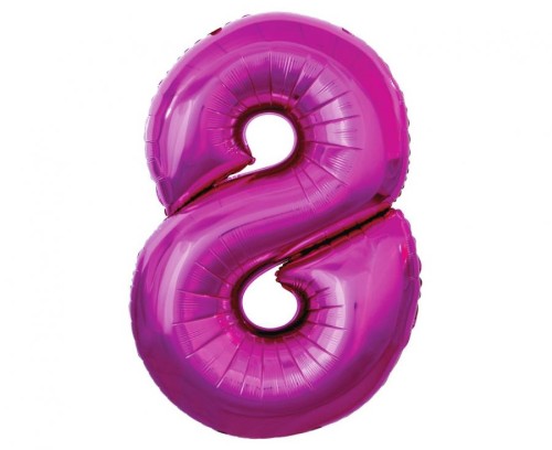Balon foliowy Cyfra 8 różowa 92 cm Urodziny