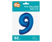 Balon foliowy Cyfra 9 niebieska 92 cm Urodziny