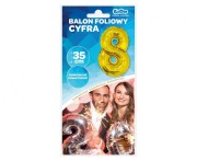 Balon foliowy Cyfra 8 złota 35 cm Urodziny