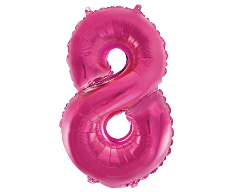 Balon foliowy Cyfra 8 różowa 35 cm Urodziny