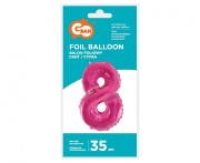 Balon foliowy Cyfra 8 różowa 35 cm Urodziny