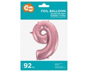 Balon foliowy Cyfra 9 jasno różowa 92 cm Urodziny