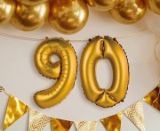 Balon foliowy Cyfra 9 złota matowa 35 cm Urodziny