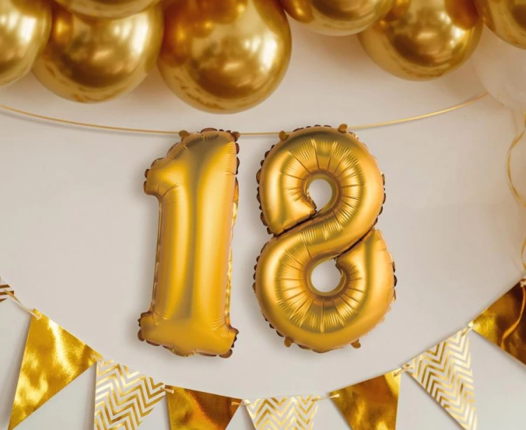 Balon foliowy Cyfra 8 złota matowa 35 cm Urodziny