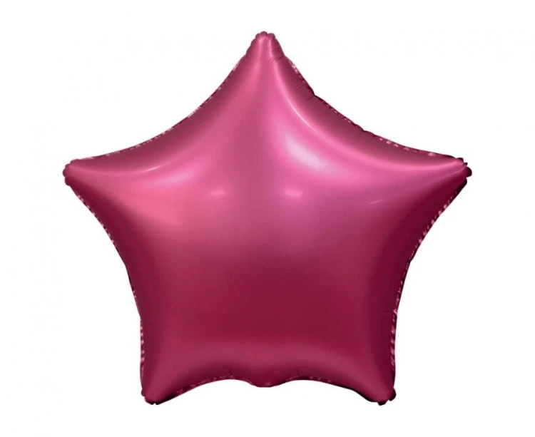 Balon foliowy Gwiazda matowa ciemnoróżowa 19" na hel powietrze