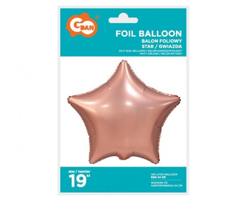 Balon foliowy Gwiazda matowa różowo-złota 19" na hel powietrze