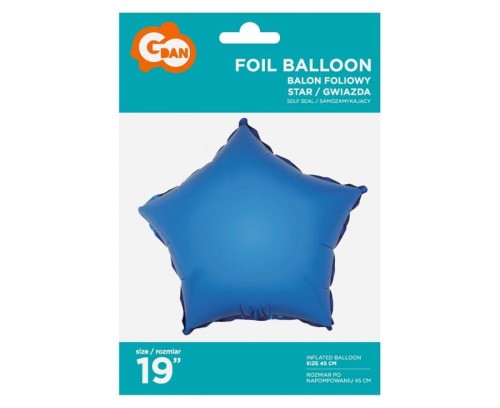 Balon foliowy Gwiazda niebieska 19" na hel powietrze