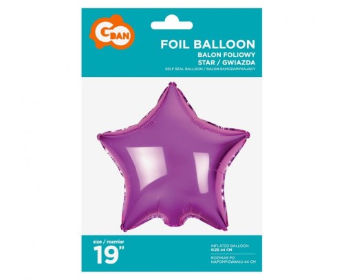 Balon foliowy Gwiazda różowa 19" na hel powietrze