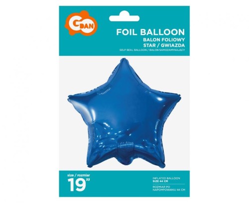Balon foliowy Gwiazda granatowa 19" na hel powietrze