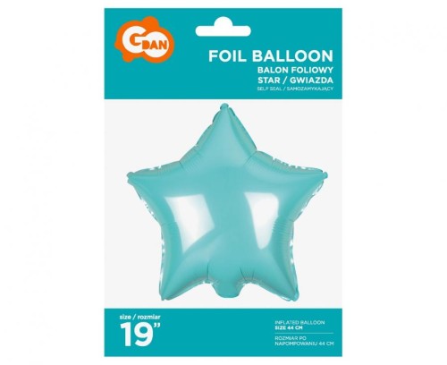 Balon foliowy Gwiazda jasnoniebieska 19" na hel powietrze
