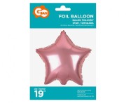 Balon foliowy Gwiazda jasnoróżowa 19" na hel powietrze