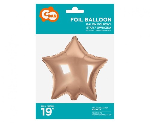 Balon foliowy Gwiazda różowo-złota 19" na hel powietrze
