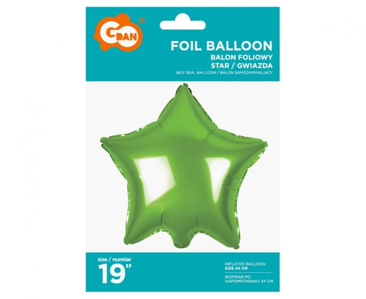 Balon foliowy Gwiazda jasno zielona 19" na hel powietrze