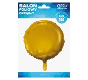 Balon foliowy Okrągły złoty matowy 18" 45cm na hel powietrze