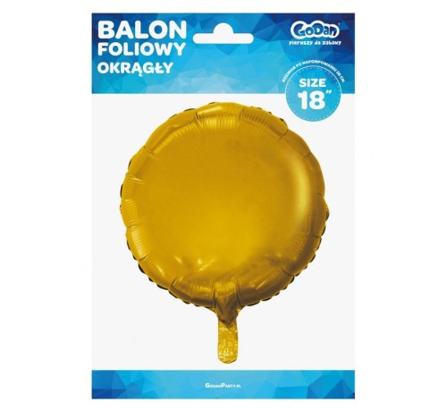 Balon foliowy Okrągły złoty matowy 18" 45cm na hel powietrze