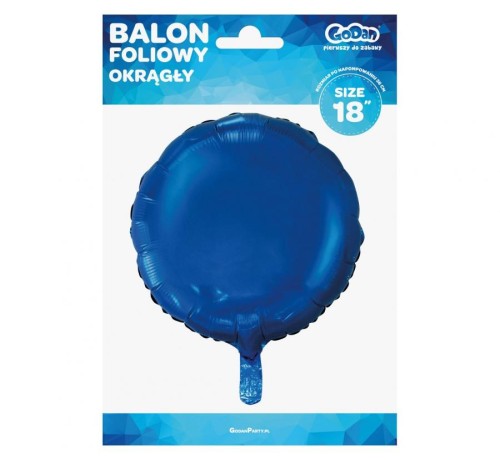 Balon foliowy Okrągły granatowy 18" 45cm na hel powietrze