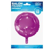 Balon foliowy Okrągły ciemnoróżowy 18" 45cm na hel powietrze