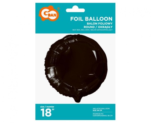 Balon foliowy Okrągły czarny 18" 45cm na hel powietrze