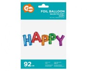 Balon foliowy Napis HAPPY kolorowy 95x35 cm