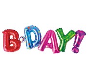 Balon foliowy Napis B DAY kolorowy 82 cm